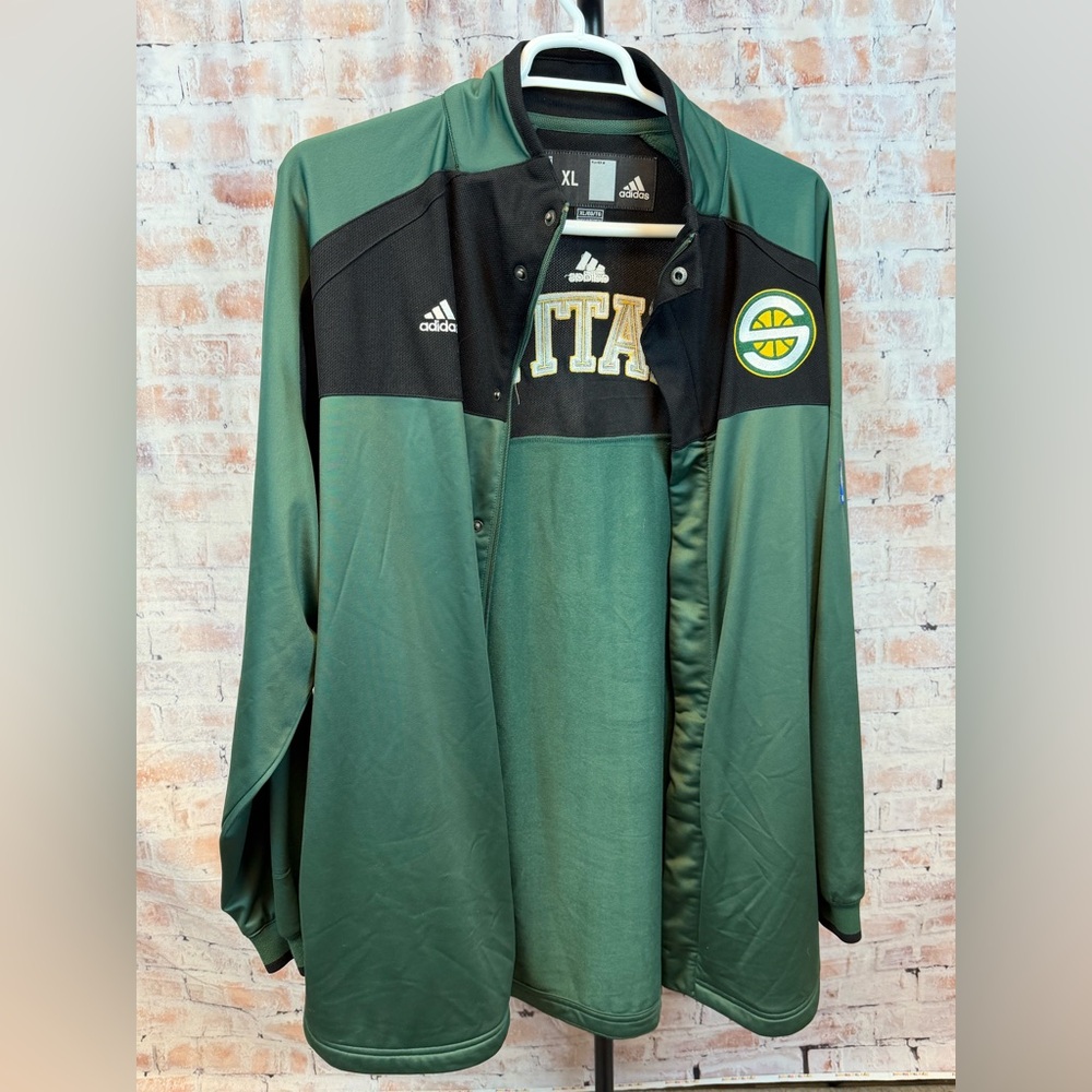Adidas Men's Green and Black Varsity Jacket
